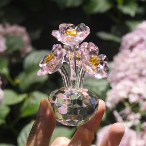 Flores <span class=keywords><strong>de</strong></span> Cristal, Flora y <span class=keywords><strong>Fauna</strong></span>, Rosa Roja, Flores <span class=keywords><strong>de</strong></span> Corazón Rosa Melocotón, Decoración para Mini Sala <span class=keywords><strong>de</strong></span> Estar, Dormitorio, Adornos - Product Image 3