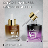 Flacon compte-gouttes en verre transparent de 30 ml, fond épais, pour vernis à ongles, huile, emballage cosmétique, impression sérigraphique, marque Fuyun