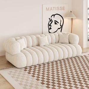 EU Marshmallow Black Cloud Texture Inspired <b>Cream</b>-Style Sectional Set <b>for</b> Small Apartment Hotel Villa Featuring Fabric Sponge - Product Image 1