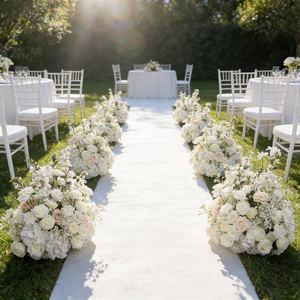Alfombra de Pasillo para Bodas Serie Bosque Primaveral, Camino de Entrada con Arreglo de Flores Artificiales de Seda con Diseño Realista - Product Image 2