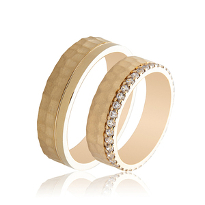 Vente en gros de bagues de fiançailles en CZ de style européen-Ensembles de bagues factices en laiton martelé pour présentoirs de bijouterie - Product Image 1