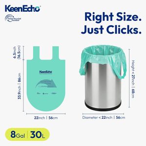 Sacs poubelles verts recyclables de 30 L avec cordon de serrage, fabriqués à partir de filets de pêche en mer, parfumés au sel marin, lot de 40 pour usage domestique - Product Image 2