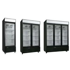 Supermarket beverage refrigerator Single Double Three Glass door commercial beverage freezer refrigeration equipment