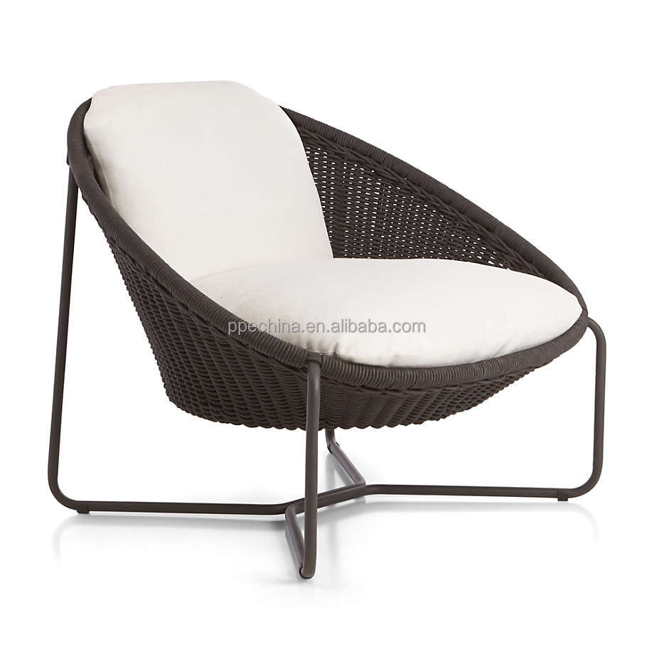 Luxury Unique design hotel patio handwoven leisure chair aluminum frame garden chair villa all-weather rope Chair