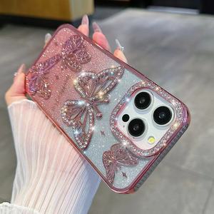 Stylish Plush Luxury Phone case for <strong>iphone</strong> <strong>14</strong> 15 16 Pro Diamond Butterfly Phone Cover for 13 12 Promax Female Women's Phone Bag - Product Image 2