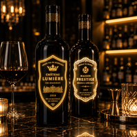Étiquette de bouteille de vin LED personnalisée Longstargift avec logo, imperméable, en PET, pour promotion de cave à vin, présentation haut de gamme
