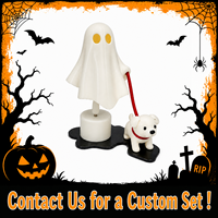 Figurine de chien fantôme blanc imprimée en 3D GatherWorks, décoration d'Halloween, ornement de table de chevet de chambre à coucher, cadeau