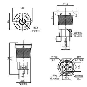 12 Mét Vòng Power Sign Tự Khóa Bạc Cảm Ứng Chân Không Thấm Nước Kim Loại <span class=keywords><strong>Push</strong></span> <span class=keywords><strong>Button</strong></span> Chuyển - Product Image 5