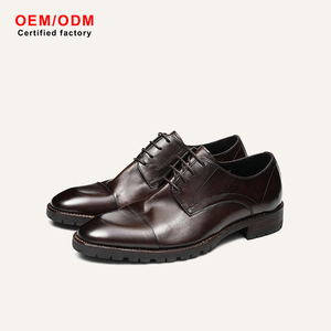 Zapatos Oxford Derby de Lujo con Puntera de Cuero Genuino Lavado, 5 Ojales, Construcción Goodyear Welted, Suela Gruesa con Nudos, Estilo Dark Academia de Diseñador - Product Image 1