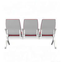 Banc d'attente public en aluminium avec coussin en PU et accoudoirs pour aéroport et hall de banque