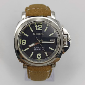 High Quality NH35 Men's SEILOCE Brand Mechanical Wristwatches 5BAR Water-Resistant Business Style <b>Leather</b> and Rubber Band - Product Image 5