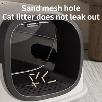 Bac à litière pour chat d'intérieur entièrement fermé, durable, facile à nettoyer, en plastique PP, isolation des odeurs, couvercle rabattable à 180 degrés, maille anti-fuite de sable