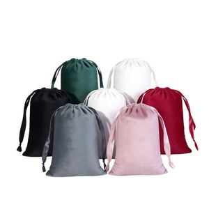 Sacs à cordon en velours personnalisés pour bijoux et écouteurs, anti-poussière, imprimés, vente en gros, pochettes noires - Product Image 1