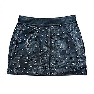 Mini-jupe cloutée pour femme, effet cuir, jupe crayon, ceinture ornée de strass, streetwear d'été - Product Image 1