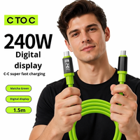 Cable USB C a USB C JILIAN de 240W con Pantalla Digital y E-Marker, Cable de Carga Rápida TPE PD Tipo C para Teléfono, Tableta y Portátil