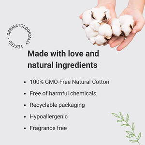 Almohadillas absorbentes ultrafinas para el día con 100% algodón natural, <span class=keywords><strong>toallas</strong></span> sanitarias hipoalergénicas con cloro y sin fragancia - Product Image 3