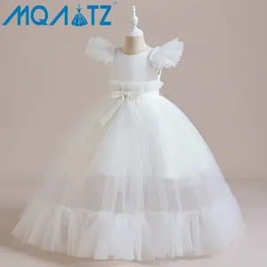 Meiqiai gaun dansa putih merah muda untuk anak perempuan 10 tahun gaun anak perempuan bunga pesta ulang tahun pernikahan LP-285