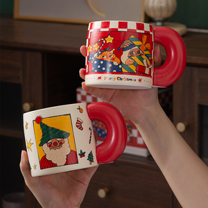 Tasses à café en céramique créatives avec motif de Père Noël, cadeau de Noël, tasses de Noël, tasse Arbre de Noël - Product Image 1