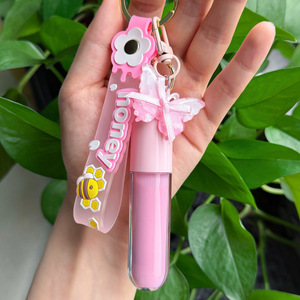 <span class=keywords><strong>Gloss</strong></span> à lèvres hydratant portable végétalien mignon avec logo personnalisé, non collant, avec porte-clés, marque privée, taille <span class=keywords><strong>de</strong></span> voyage, rouge à lèvres liquide brillant - Product Image 1