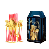 Offre Spéciale : Ensemble de Couverts de Cuisine (Couteau, Fourchette, Cuillère) avec Support de Rangement, Couteau, Fourchette, Cuillère de Style Occidental, Coffret Cadeau pour Fêtes à Domicile