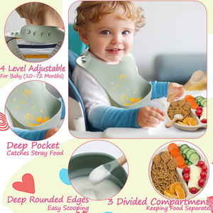 Vaisselle d'alimentation pour bébé <span class=keywords><strong>en</strong></span> <span class=keywords><strong>silicone</strong></span> Naike, antidérapante, de qualité alimentaire, bol, fourchette, cuillère, tasse et assiette - Product Image 3