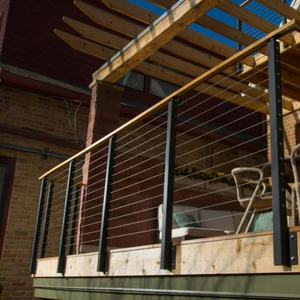 מערכת מעקה כבל פלדה נירוסטה ערכת בסיס הר עמוד מתכת קדוח מראש עבור פנים או חיצוני 36 "אופקי - Product Image 6