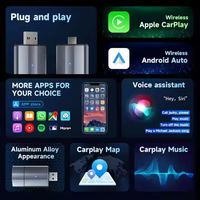 El adaptador inalámbrico Carplay se convierte fácilmente en inalámbrico para automóviles compatible con Apple Carplay y Android Auto USB tipo C