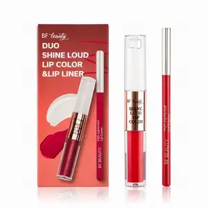 Private Label OEM Your Brand Cosmetics Waterproof Matte Nude Roses Lip Set Glossy Duo Shine Loud Lip Color Lip Liner Set