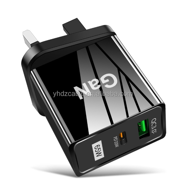 65W Charger Adapter Fast Charging USB Type C Quick Charger with Temp Control & ABS Shell PD QC3.0 for Multi Devices