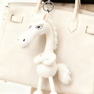 High-Cold <b>Black</b> Horse Pendant <b>Bag</b> Decoration Plush Doll Toy for Children, 20cm - Product Image 5