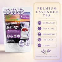 Thé à la lavande aux fleurs et herbes, 60 sachets, 90g, sans caféine, pour une tasse du soir, infusion apaisante, douce et chaude, pour le quotidien