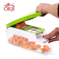 ORB Fruit- en groentegereedschap, handmatige multifunctionele keukenhulp, eenvoudig, roestvrij staal, LFGB gecertificeerd, groentesnijder, -dicer, -slicer