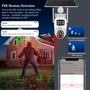 كاميرا أمان شمسية مزدوجة العدسة تعمل بالواي فاي مع كشف الحركة وإنذار مرتبط، دقة 4K 8 ميجابكسل، بطاقة SIM 4G، تسجيل على بطاقة TF، H.265، مقاومة للماء IP66 - Product Image 3