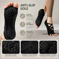 Chaussettes de yoga à cinq doigts pour femmes, antidérapantes, avec grip, pour la danse, le barre, le fitness et l'entraînement