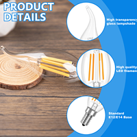 SAA Fancy 2700K Blanc Chaud LED Ampoules Dimmable Edison Bougie Verre Clair C35 avec Source de Lumière SMD E14 Base pour Plafond