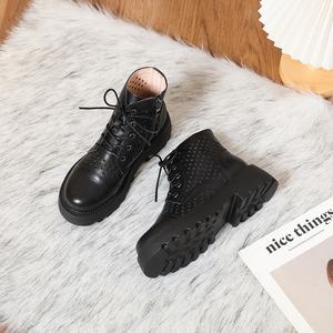 Botas de Piel Vacuna para Mujer, Nuevas 2026, Negras, con Cierre de Cordones y Cremallera, Diseño Cómodo con Punta Redonda y Plataforma, para Primavera, Verano y Otoño - Product Image 3
