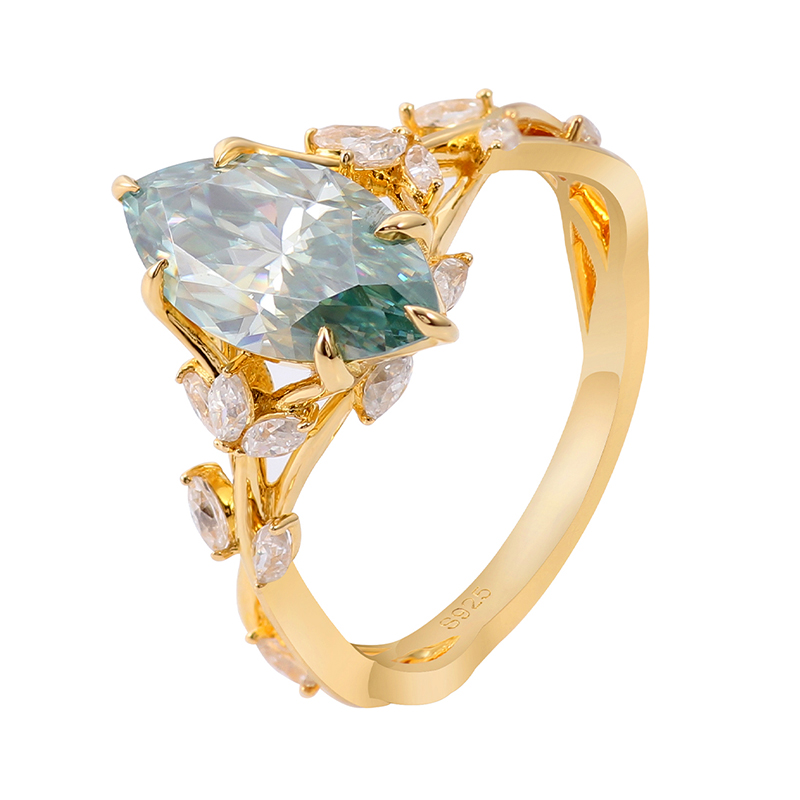 Bague moissanite en or massif 18 carats véritable