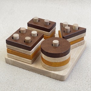 Children's Wooden Four-column <b>Shape</b> Matching Set Building <b>Blocks</b> Toy 0-24 Months Early Education & Color Cognition Toy - Product Image 1