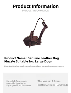 Bozal de Cuero Personalizado para Perros, Marca Privada, OEM ODM, Transpirable, de Piel de Vaca, Máscara de Seguridad para Mascotas, Compra al por Mayor, Equipo de Protección Resistente para <span class=keywords><strong>Akita</strong></span> - Product Image 4