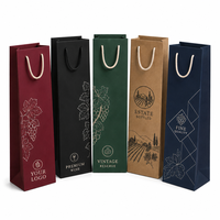 Sac cadeau de luxe pour vin rouge, personnalisé avec logo, en papier kraft, pour bouteille de champagne, avec ruban et accessoires, emballage cadeau épaissi