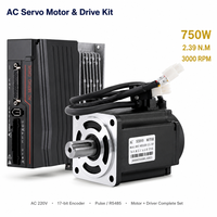 Kit de Motor Servo AC de 750W, 220V, Monofásico, 3000 RPM, Brida de 80mm, Codificador de 17 Bits, IP65 Impermeable, Controlador para Máquina CNC