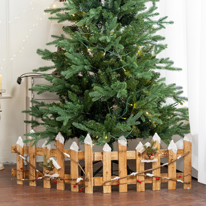 Nordic Rural Style Wooden <b>Christmas</b> <b>Tree</b> <b>Base</b> Fence Style Skirt Foldable Design Easy Storage Festive Holiday Party Decoration - Product Image 3