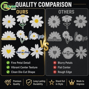 New Eco-Friendly PVC Iron-On Embroidered Patch Fresh White Daisy Patches for Clothes Backpacks Hats Decoration - Product Image 2