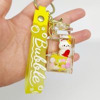 Porte-clés en acrylique Anime Chat Porte-Bonheur Jaune, Breloque Kawaii Maneki Neko à paillettes liquides, Créatif, Formes multiples, pour Sac/Voiture