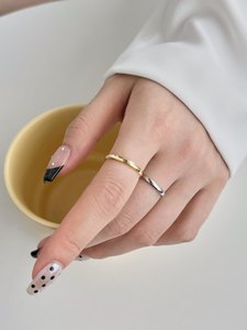 Tối giản thiết kế mới không gây dị ứng không bị xỉn màu S925 Bạc Rhodium 18K mạ vàng vòng tròn đánh bóng phụ nữ nhẫn trang sức phụ nữ - Product Image 3