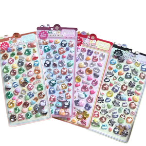Pegatinas de Cristal en Relieve 3D con Diseños Familiares, Lindos Animales de Dibujos Animados, Recompensas Educativas para Niños, Decoración para Teléfonos Móviles - Product Image 1