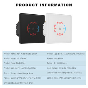 Interrupteur intelligent Tuya pour chauffe-eau à double coupure avec fonction de verrouillage enfant, programmation horaire, 3500W 16A, panneau en verre tactile effet seconde peau - Product Image 6