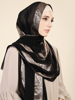 SWAN Foulards Hijabs Musulmans de Luxe en Chiffon avec Empiècements et Estampage à Chaud Doré, Style Arabe, Bandanas Ethniques Islamiques, Nouveauté Tendance