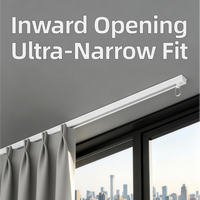Rail de rideau en alliage d'aluminium ultra-fin personnalisé, fixation adhésive ou à vis, rouleau en aluminium silencieux, design minimaliste, écologique