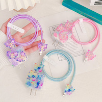 Protector de Cargador Kawaii 3D con Diseño de Mariposa en Resina Epoxi, 20W, para iPhone 13, 14, 15 y 16 (EU/US)